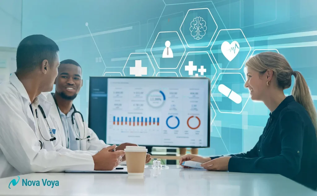 Healthcare team collaborating on patient care to ensure clear communication and support.