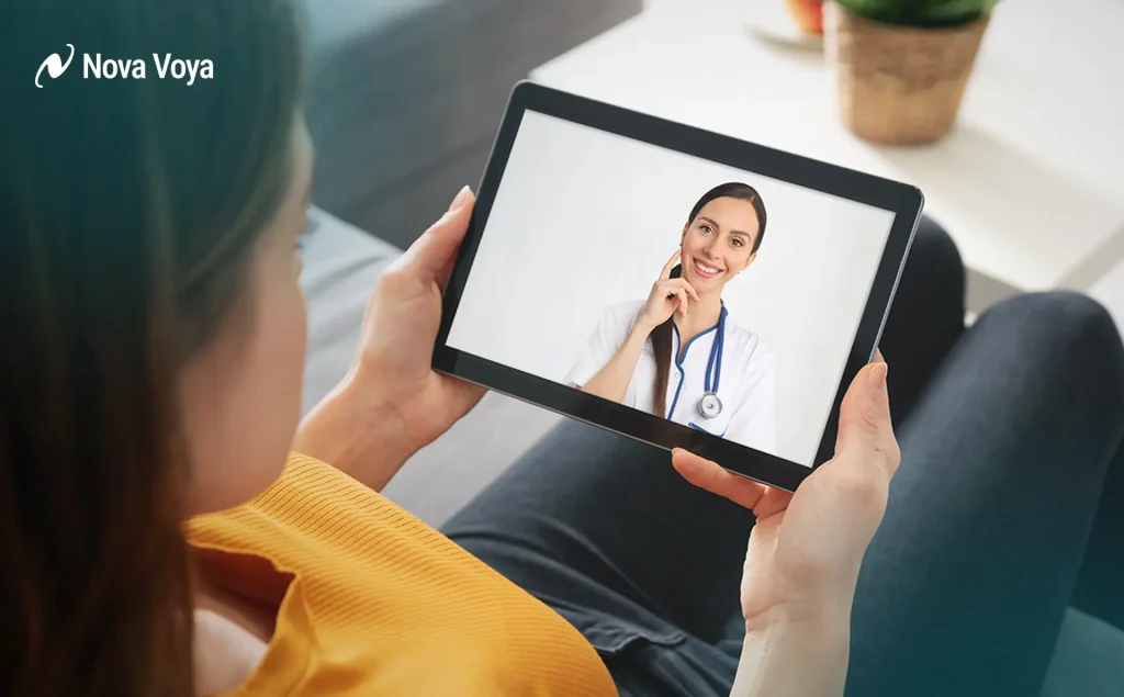 Patient using the Nova Voya platform to book dental veneers in Dubai.