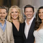 Collage of cancer survivors Ryan Reynolds, Christina Applegate, Hugh Jackman, and Olivia Munn smiling on the red carpet.