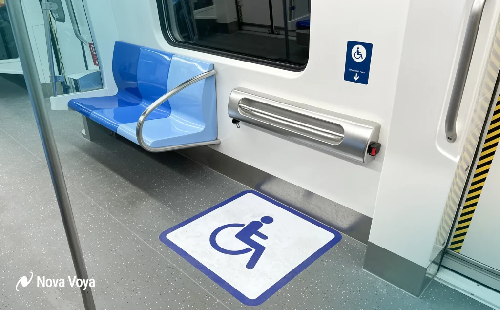 Wheelchair accessible spaces on Dubai Metro.
